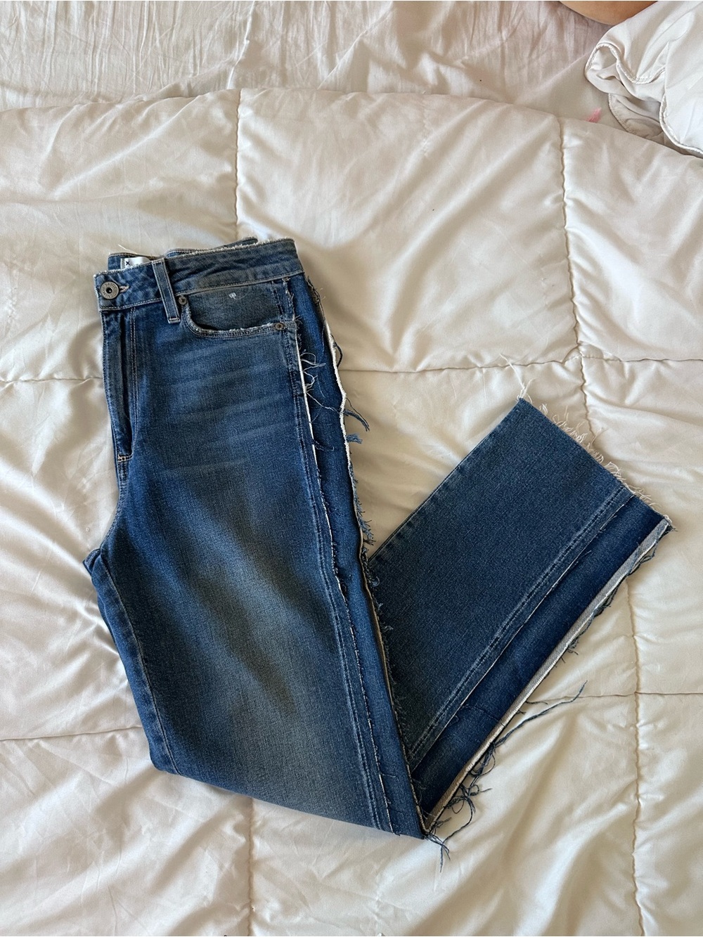 NWT PAIGE Julia Women's Dark Blue Distressed Jeans - Size 30